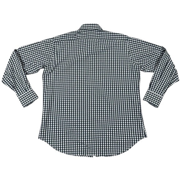 Thomas Dean Men's‎ XL Check Dress Shirt Black White Plaid Long Sleeve Cotton - Picture 3 of 10